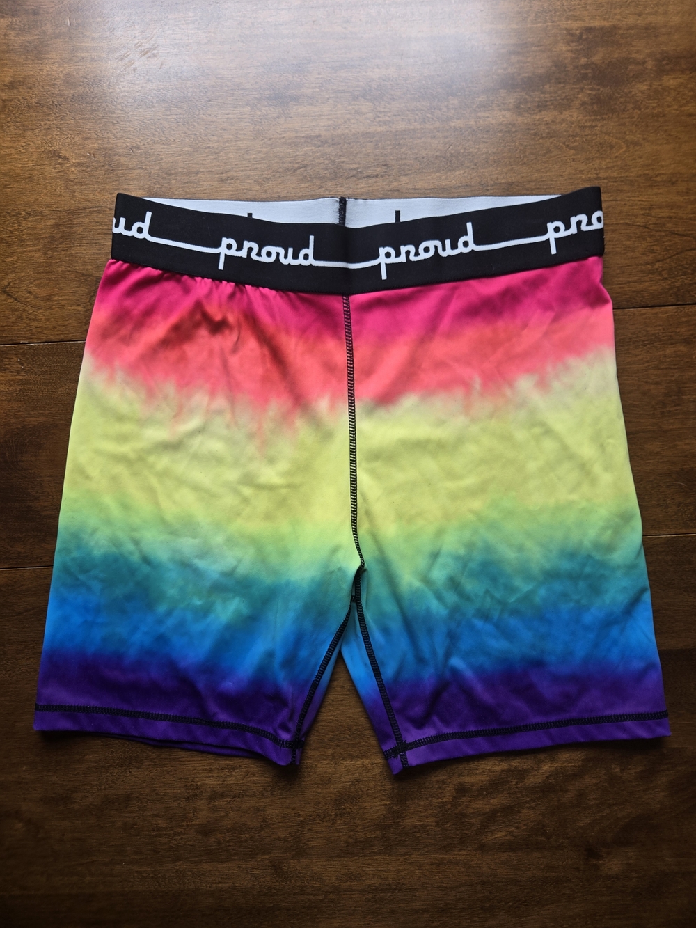 Phluid Rainbow Pride Biker Shorts Medium Gender Inclusive Athletic Shorts